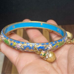 Vintage Gold and Blue Cloisonne Bracelet
